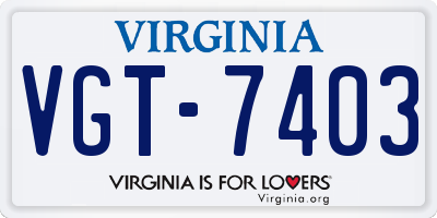 VA license plate VGT7403