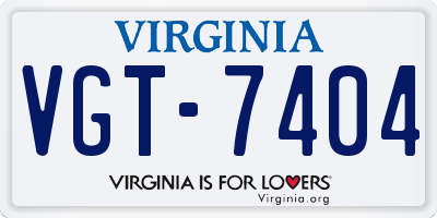 VA license plate VGT7404