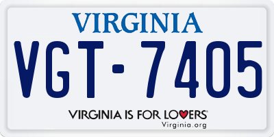 VA license plate VGT7405