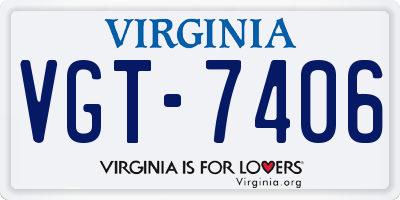 VA license plate VGT7406