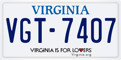 VA license plate VGT7407