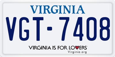 VA license plate VGT7408