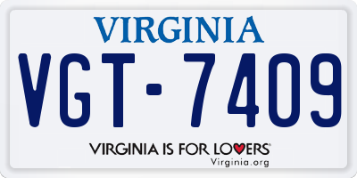 VA license plate VGT7409