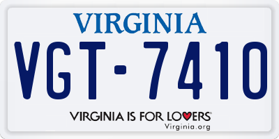 VA license plate VGT7410