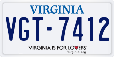 VA license plate VGT7412