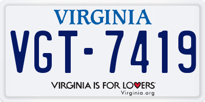 VA license plate VGT7419