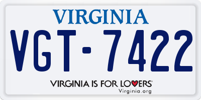 VA license plate VGT7422