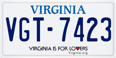 VA license plate VGT7423