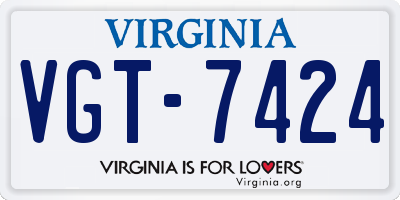 VA license plate VGT7424