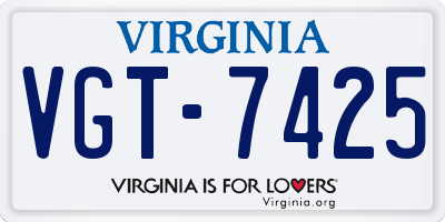 VA license plate VGT7425