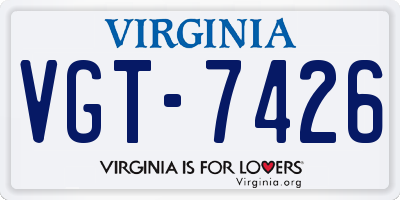 VA license plate VGT7426