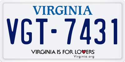 VA license plate VGT7431