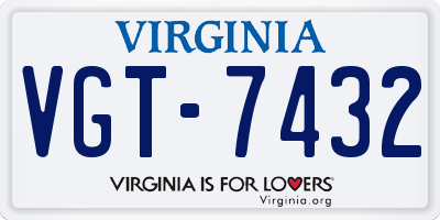 VA license plate VGT7432