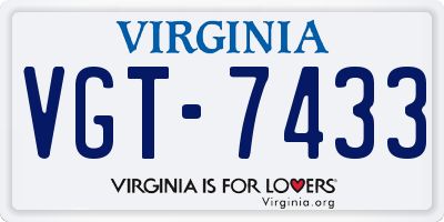 VA license plate VGT7433