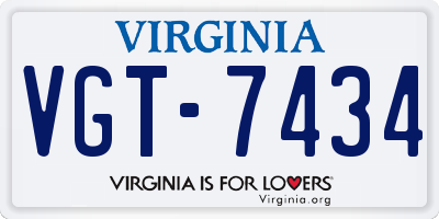 VA license plate VGT7434