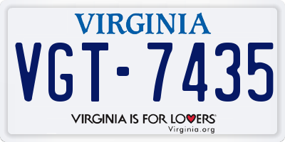 VA license plate VGT7435