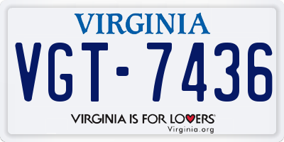 VA license plate VGT7436