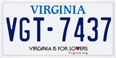 VA license plate VGT7437