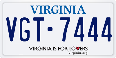 VA license plate VGT7444
