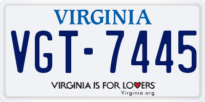 VA license plate VGT7445