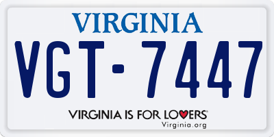 VA license plate VGT7447