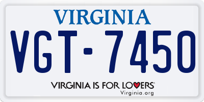 VA license plate VGT7450