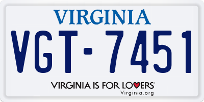 VA license plate VGT7451