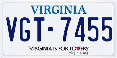 VA license plate VGT7455