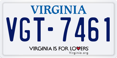 VA license plate VGT7461