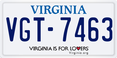 VA license plate VGT7463