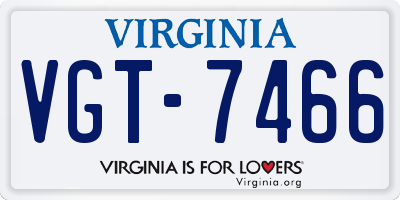 VA license plate VGT7466