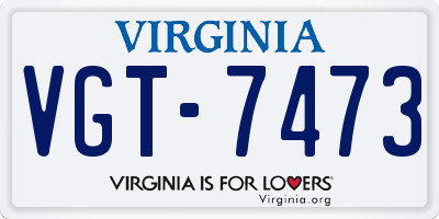VA license plate VGT7473