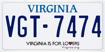 VA license plate VGT7474