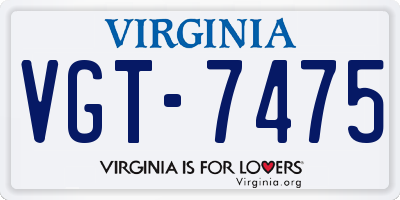 VA license plate VGT7475