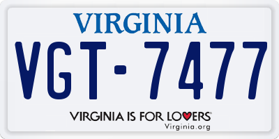VA license plate VGT7477