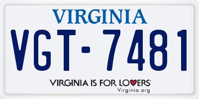 VA license plate VGT7481