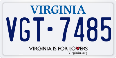 VA license plate VGT7485