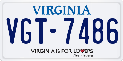 VA license plate VGT7486