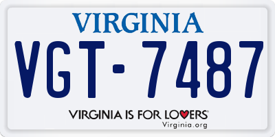 VA license plate VGT7487