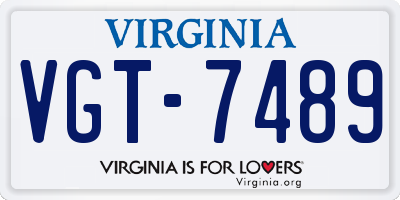VA license plate VGT7489