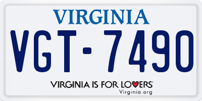 VA license plate VGT7490