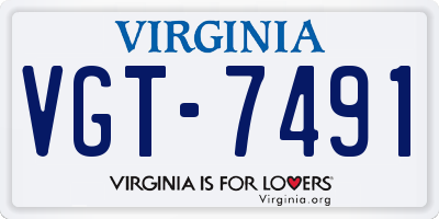 VA license plate VGT7491