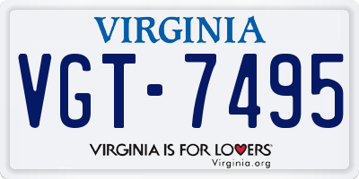 VA license plate VGT7495