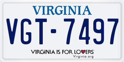 VA license plate VGT7497