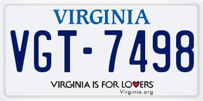 VA license plate VGT7498