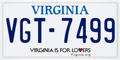 VA license plate VGT7499