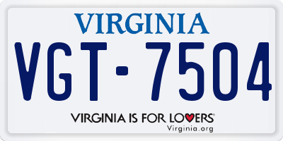 VA license plate VGT7504