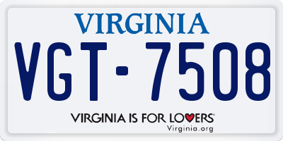 VA license plate VGT7508