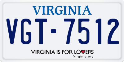 VA license plate VGT7512