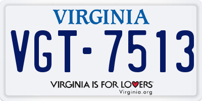 VA license plate VGT7513